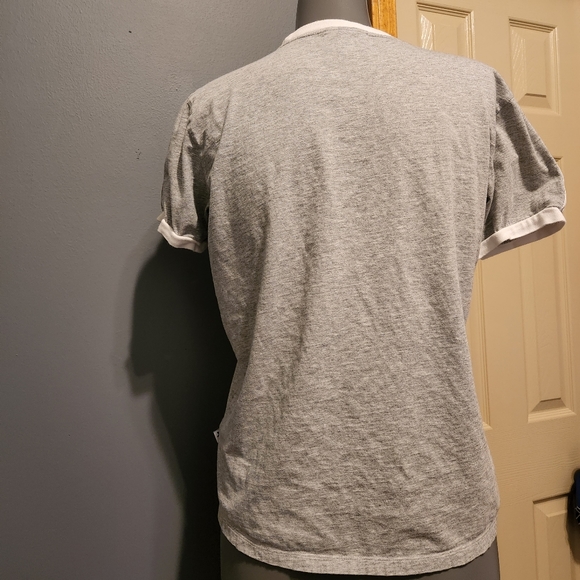 Retro Adidas retro 70's racing stripe shoulders tshirt crew ringer collar - Picture 4 of 5